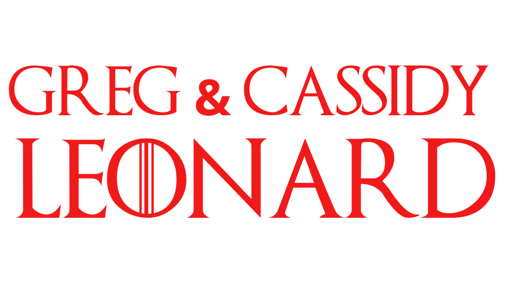 Red text reading Greg & Cassidy Leonard