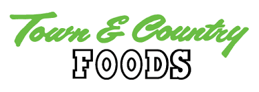 green and black text- Town and County Foods